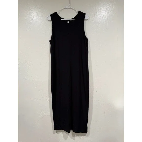Athleta Santorini Thira Midi Dress Black Twist Back Sleeveless Size Large - Picture 2 of 6